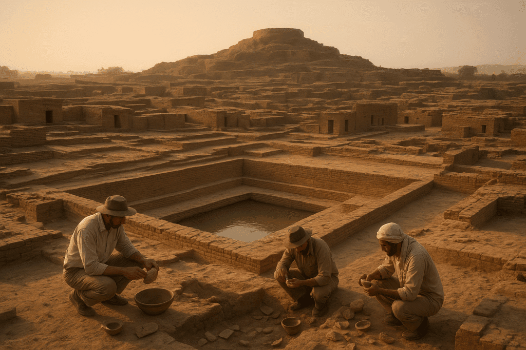 Great Bath and brick ruins at Mohenjo-Daro